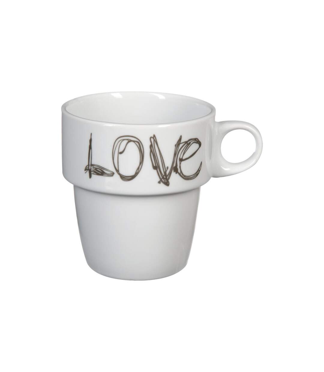 Lot de 6 Mugs Avec Rack  Love 26cl Beige-2