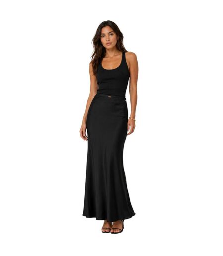 Womens/ladies Viscose A-line Midi Skirt Black Boss