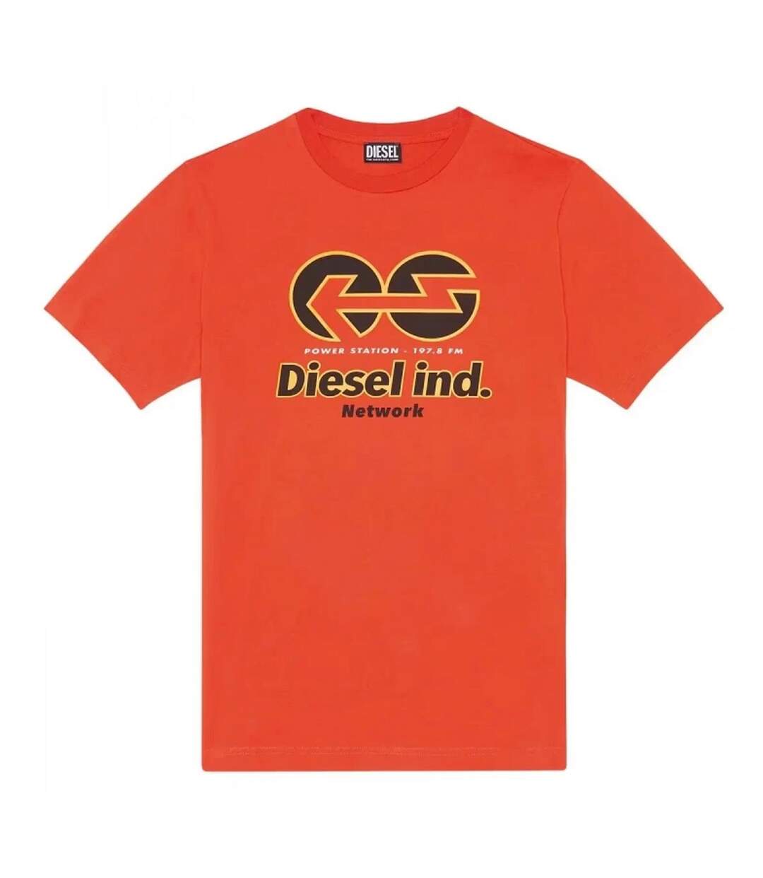 T-shirt Motif/style Logo Power Station Adulte Orange Noir Diesel-2