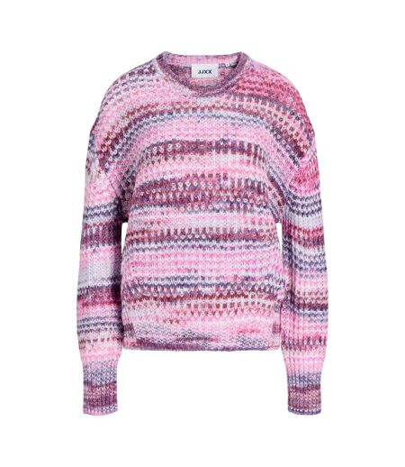 Womens/ladies Space Dye Textured Knit Pullover Purple Rose JJXX