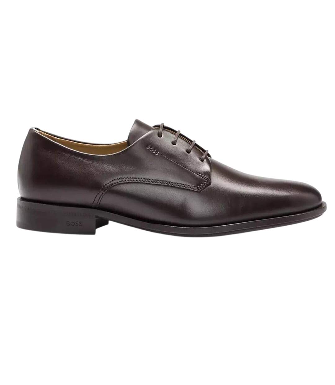 Mens Colby Leather Derby Shoes Dark Brown Boss-1