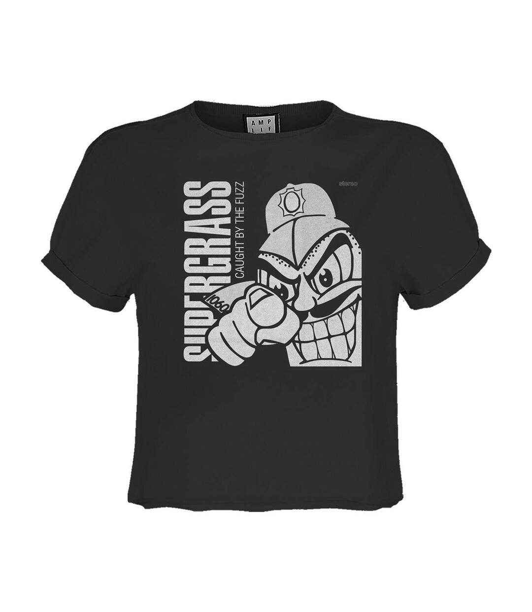 Womens/ladies Supergrass Crop Top Charcoal Amplified-1