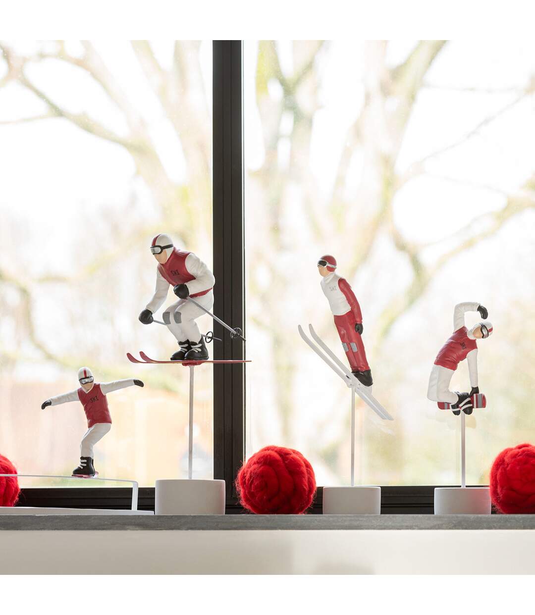 Statuette Snowboarder Obstacle 31cm Rouge & Blanc-3