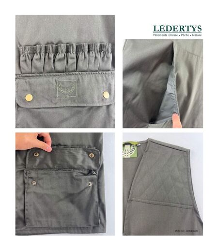 LEDERTYS LY0207 — Gilet de chasse sans manches vert : l'équipement fonctionnel à cartouchière 16 tubes