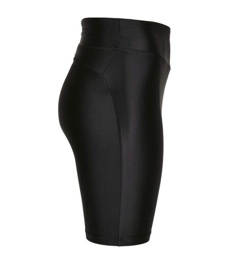 Pack Of 2  Womens/ladies Metallic Shiny High Waist Cycling Shorts  Black Urban Classics