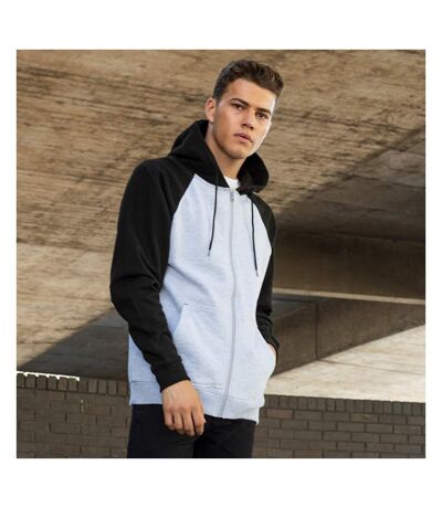 AWDis Just Hoods Mens Baseball Zoodie (Heather Gray/Jet Black) - UTPC3445