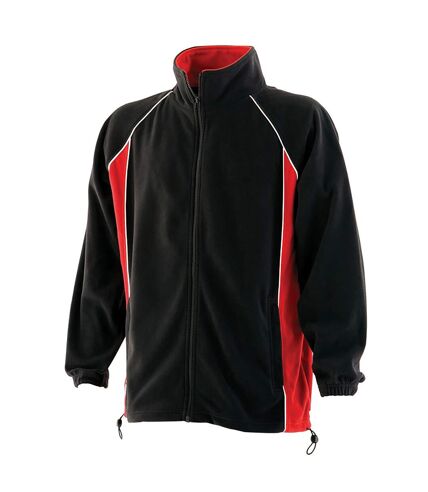 Finden & Hales Mens Piped Anti-Pill Microfleece Jacket (Black/Red/White)