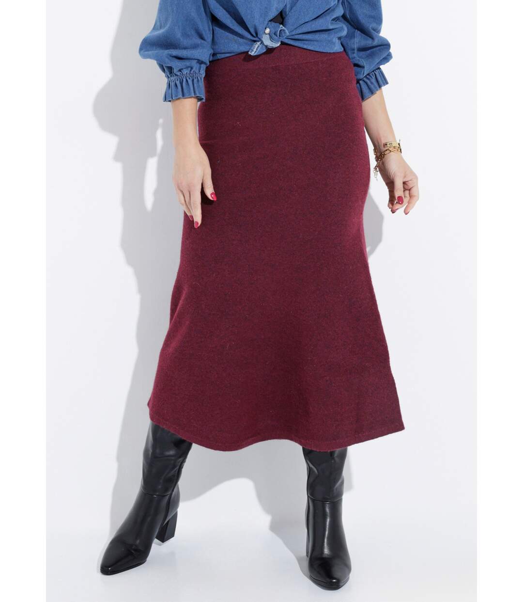 Jupe longue en maille forme tulipe-1