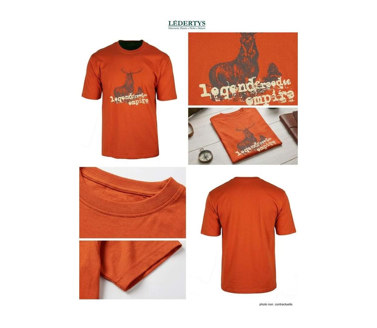 Tee-shirt Chasse Orange Ledertys LY0599O avec Motif Cerf-3