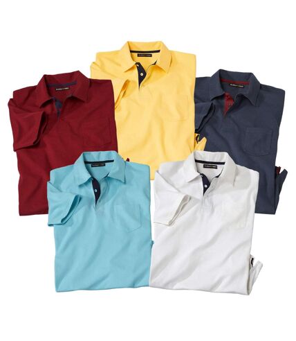 Pack of 5 Men's Smart-Casual Polo Shirts - Short Sleeves
