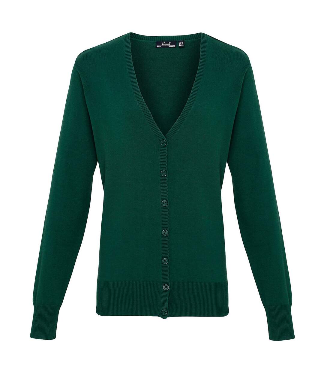 Womens/ladies cotton acrylic v neck cardigan bottle green Premier