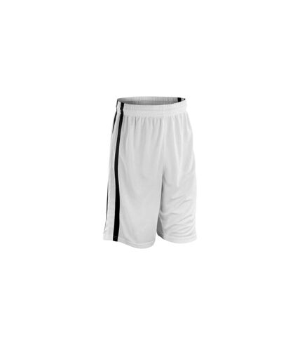 Spiro Mens Quick Dry Basketball Shorts (White/Black) - UTRW4779