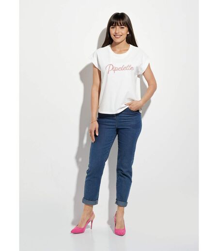 T-shirt col rond avec message Pipelette