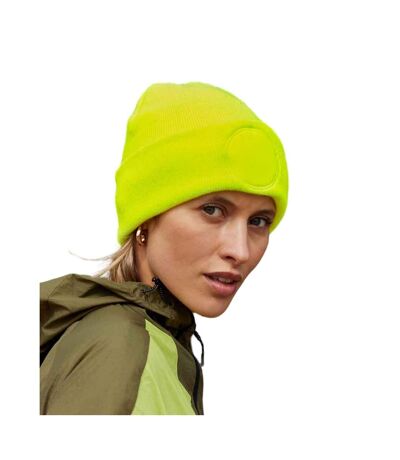 Circular Patch Beanie Fluorescent Yellow Beechfield