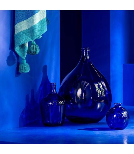 Vase Ballon en Verre Stripe 56cm Bleu