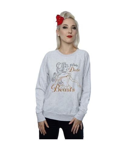 Disney Princess Womens/Ladies Belle I Only Date Beasts Sweatshirt (Heather Grey)