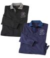 Pack of 2 Men's Black & Navy Polo Shirts - Long Sleeves Atlas For Men