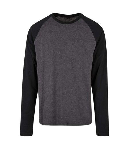 Mens Raglan Contrast Long-sleeve T-shirt Anthracite Noir Build Your Brand