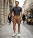 Short homme CHALLENGER BIVOUAC3 camel marron : le confort absolu du pur coton à taille élastiquée-5