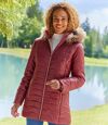 Lange gewatteerde jas met capuchon met imitatiebont  Atlas For Men