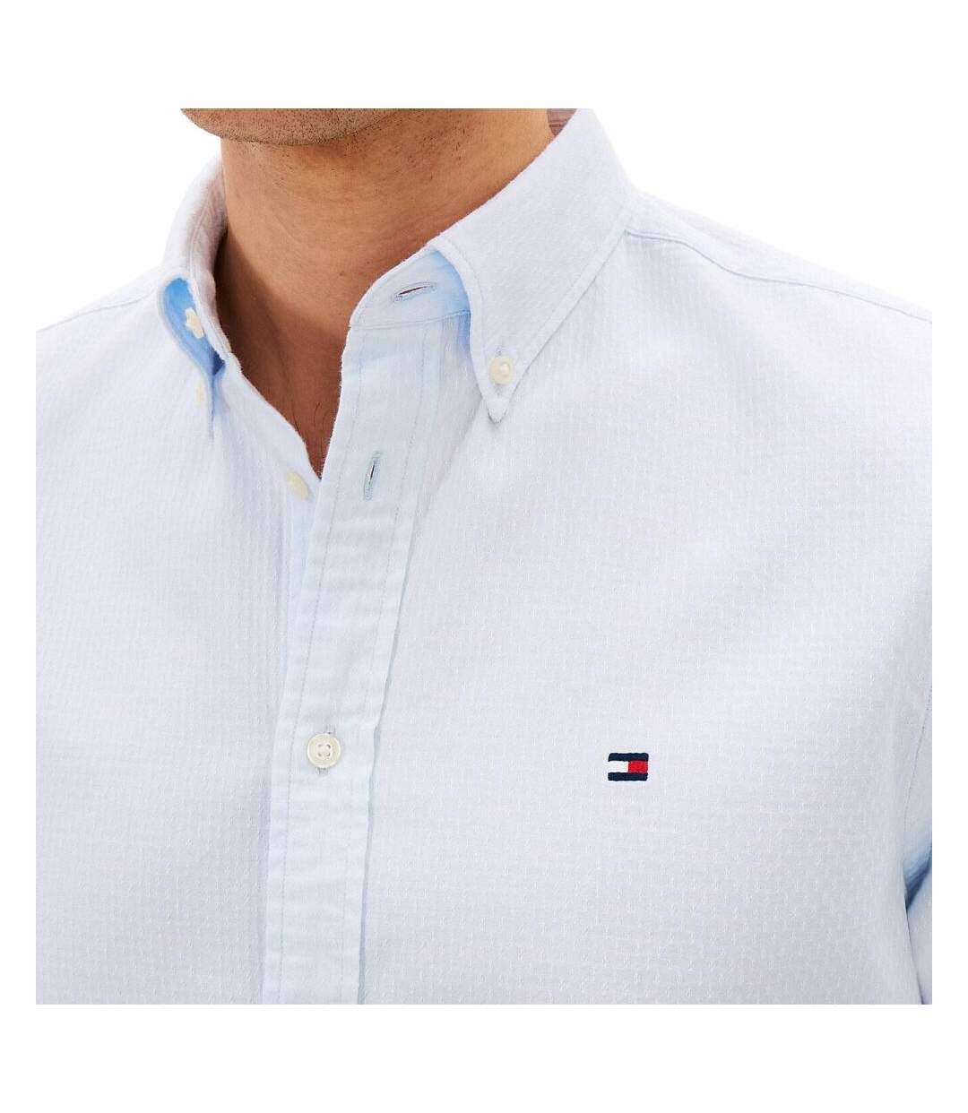 Chemise bleu clair homme tommy hilfiger flex dobby-2