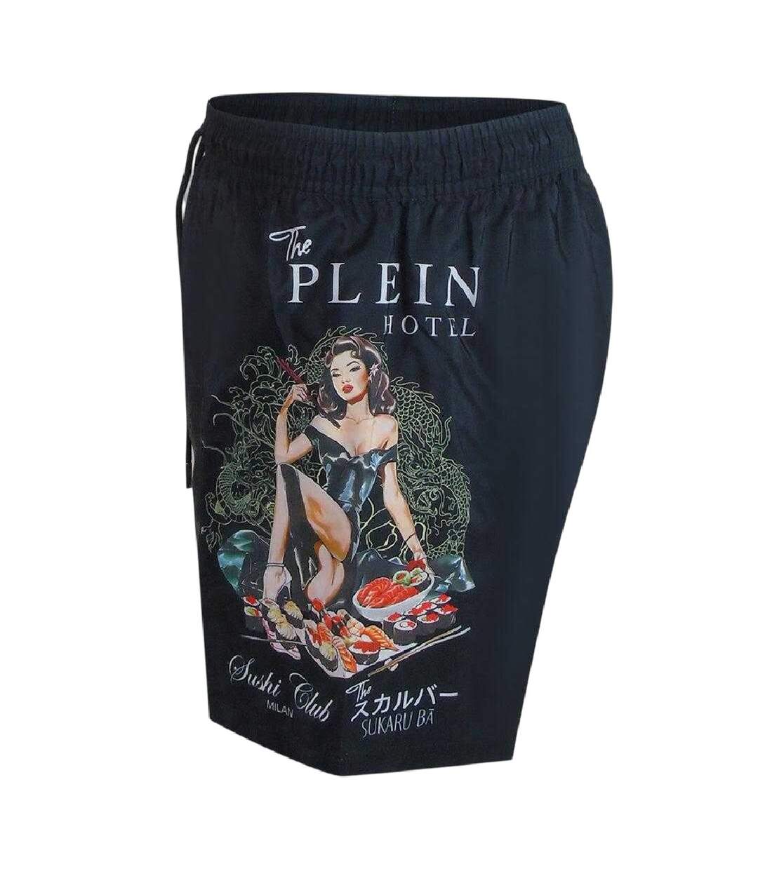 Short De Bain Motif/style Pin-up Homme Noir Philipp Plein-3