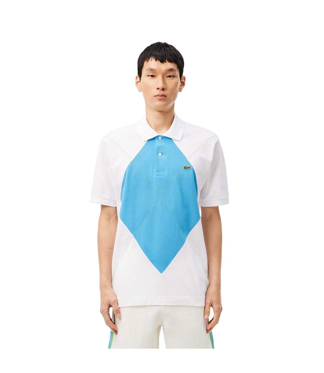 Mens L.12.12 Argyle Short-sleeved Polo Shirt White Blue Lacoste-4