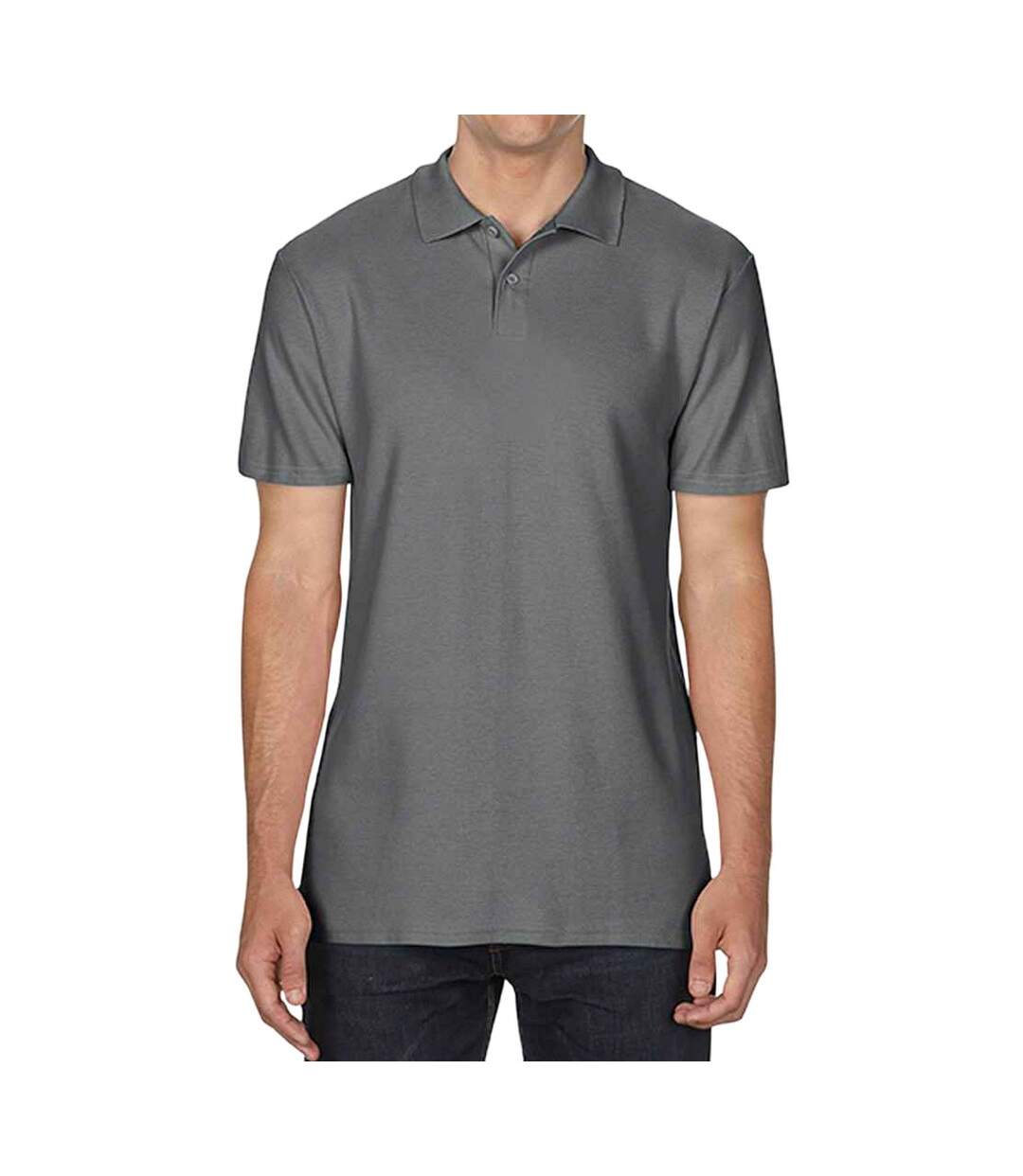 Unisex adult softstyle polo shirt charcoal Gildan-1