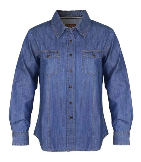 Chemisier Femme Jean Bleu Denim 100% Coton Boutons Bois