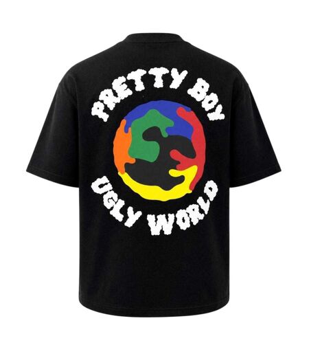 T-shirt Oversize Homme Du Nouveau Monde Noir Pretty Boy Ugly World