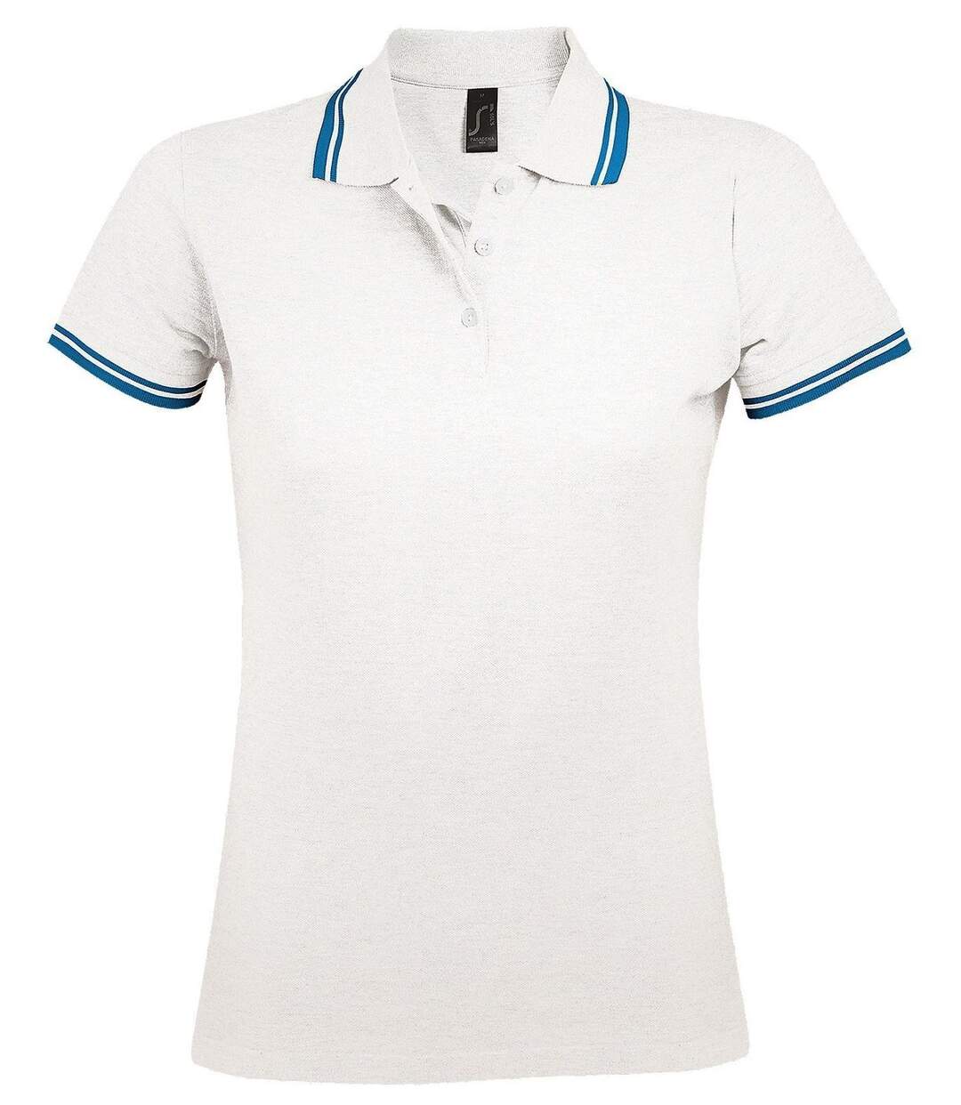 Polo femme - 00578 - blanc et aqua