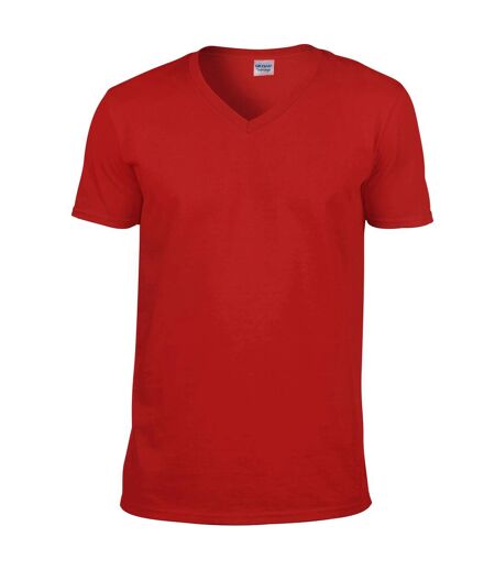 T-shirt À Manches Courtes Et Col En V Homme Rouge Gildan
