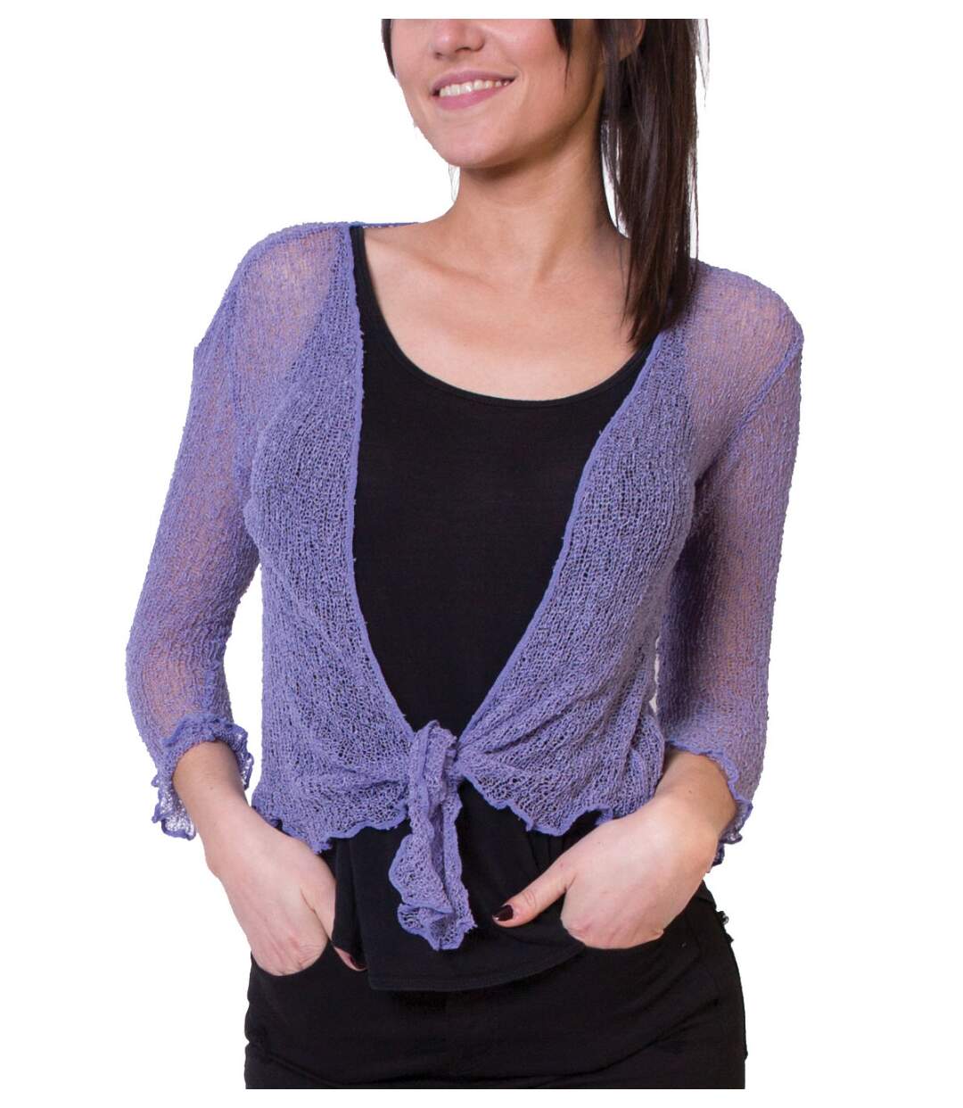 Gilet en maille YASMINA violet Coton Du Monde-1