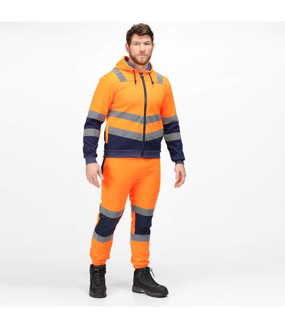 Mens Hi-vis Full Zip Jacket Orange Navy Regatta Professional-1