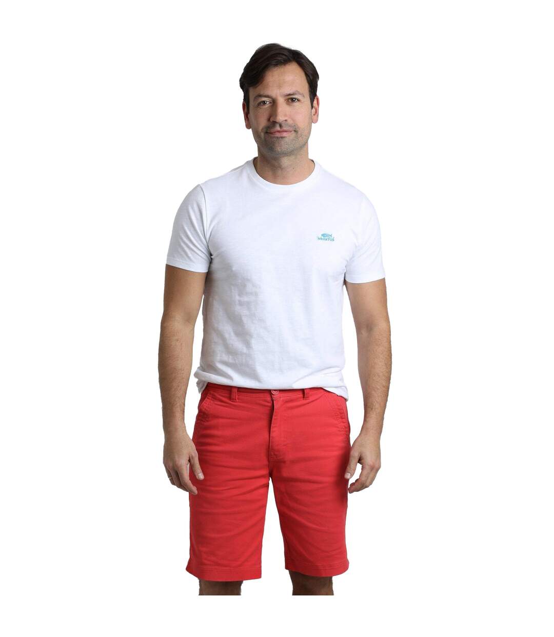 Mens rayburn flat fronted shorts radical red Weird Fish-3