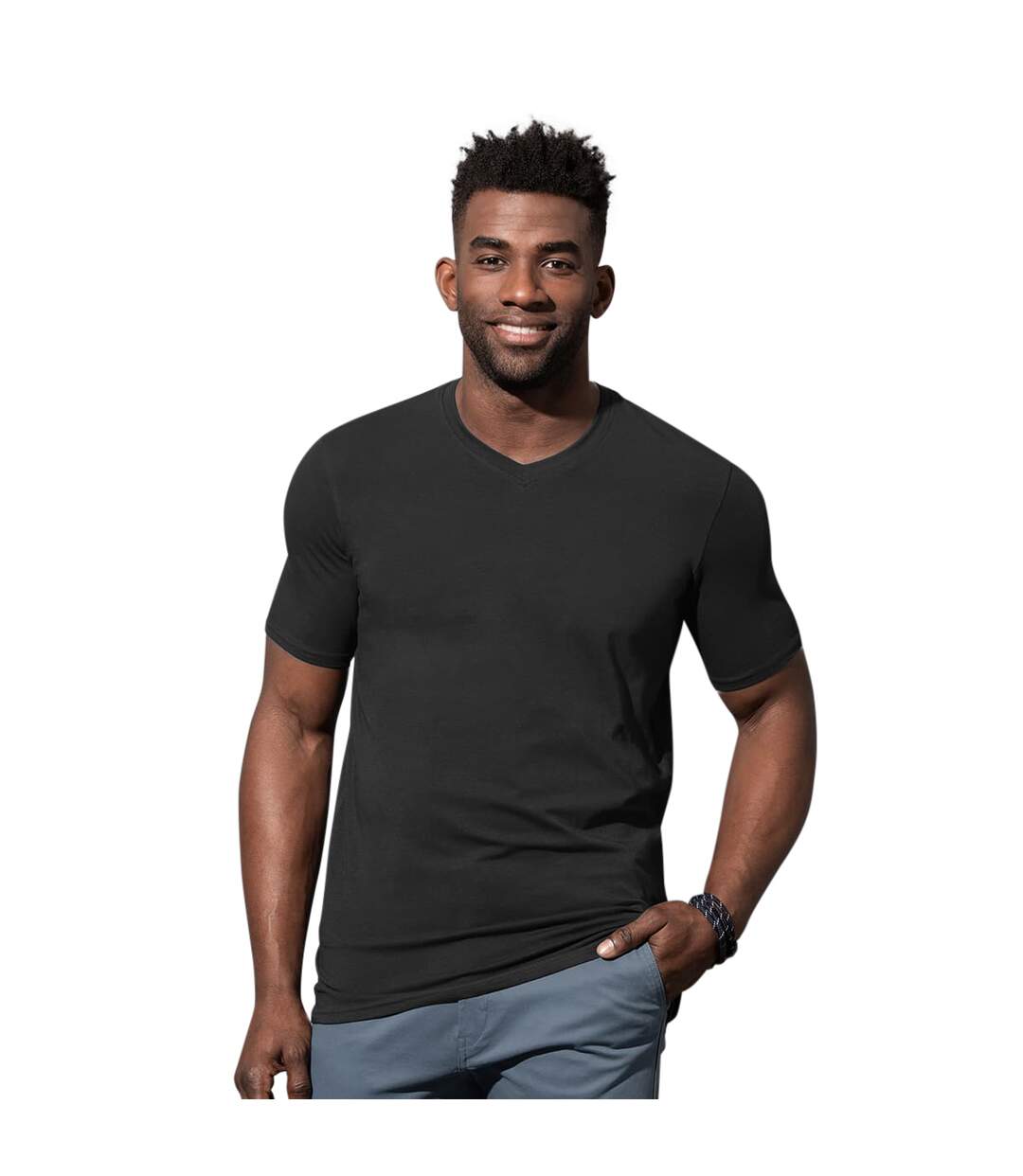 Stedman Stars Mens Clive V Neck Tee (Black Opal)