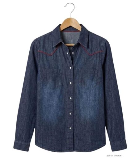 MAYFLOWER DIAMANT1B – Chemisier en jean bleu pour femme : le style western chic et authentique