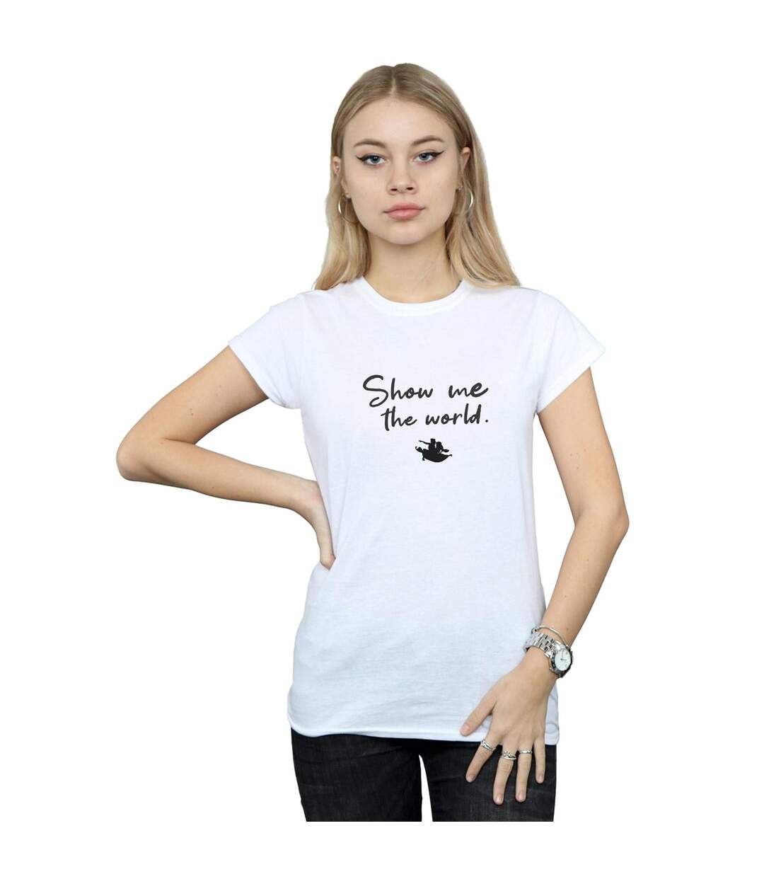 Disney - T-shirt ALADDIN SHOW ME THE WORLD - Femme (Blanc) - UTBI15606-2