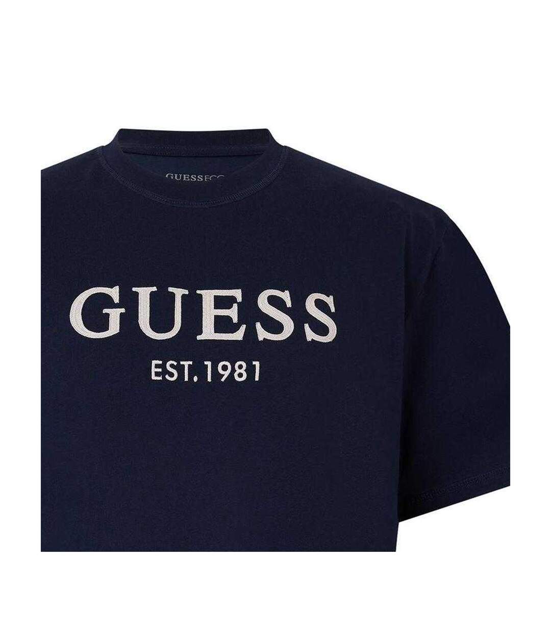 T-shirt Motif/style Brodé Homme Bleu Guess-3