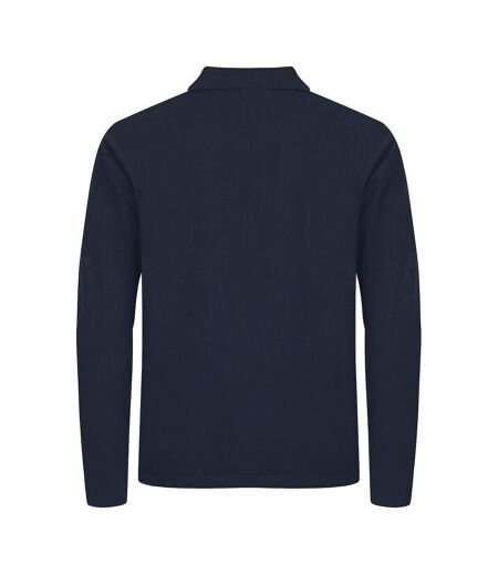 Mens Premium Stretch Long-sleeved Polo Shirt Navy Clique
