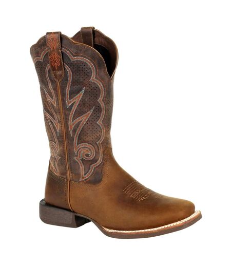 Womens/ladies Lady Rebel Pro Full Grain Leather Cowboy Boots Distressed Cognac Durango