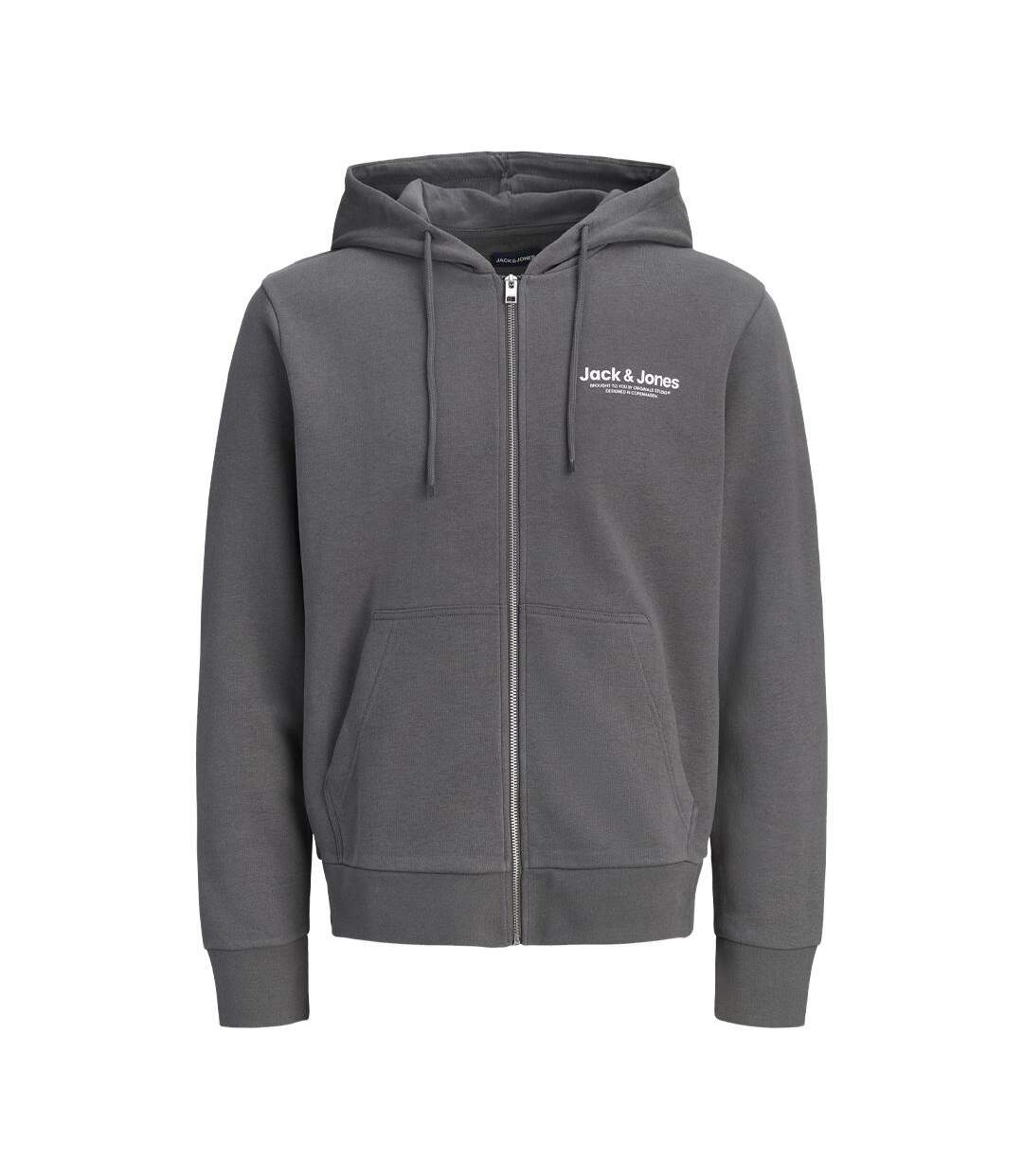 Sweat zippé gris homme jack & jones vesterbro-1