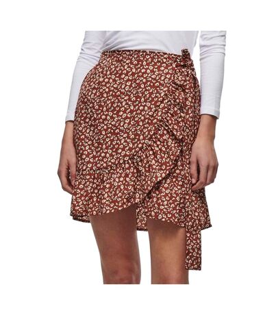 Jupe marron à fleurs femme only olivia - s