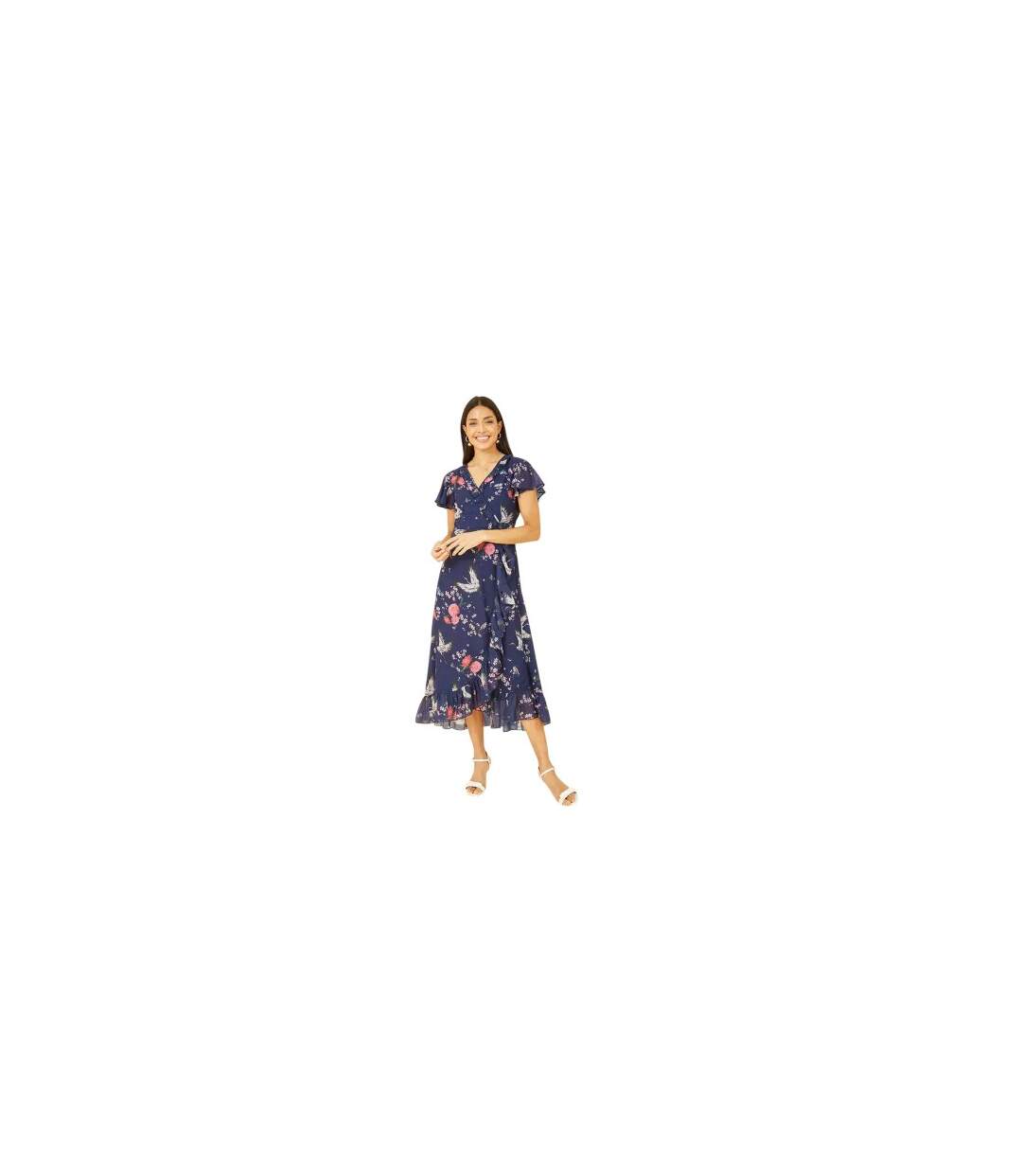 Robe Portefeuille Motif/style Grue Femme Bleu Marine Yumi-1
