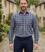 SEDETEX L100 — Chemise à carreaux manches longues bleue : chaleur en Coton gratté et dos long 100 cm-5