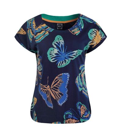 Womens/ladies paw paw butterfly t-shirt dark blue Weird Fish