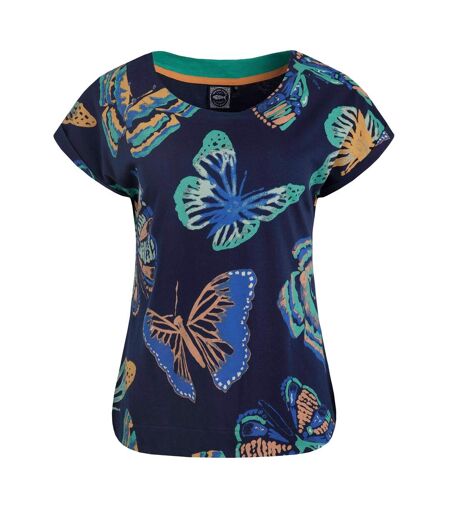 Womens/ladies paw paw butterfly t-shirt dark blue Weird Fish