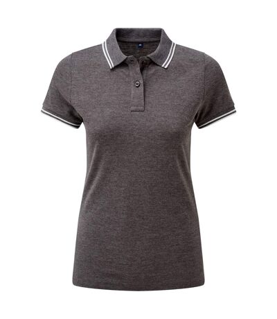 Asquith & Fox Womens/Ladies Classic Fit Tipped Polo (Charcoal/White)