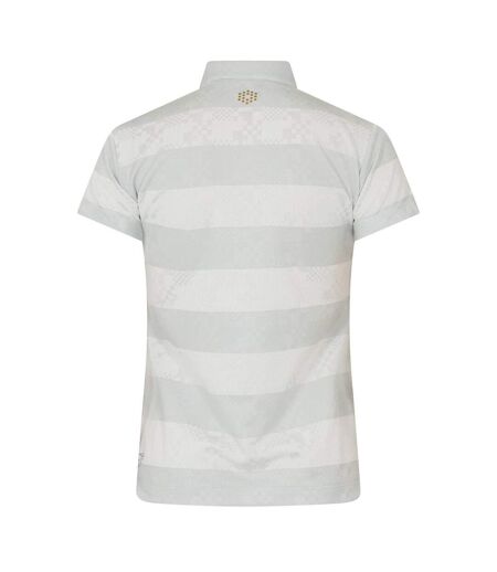 Womens/ladies Bordered Stripes Polo Shirt Grey White Puma