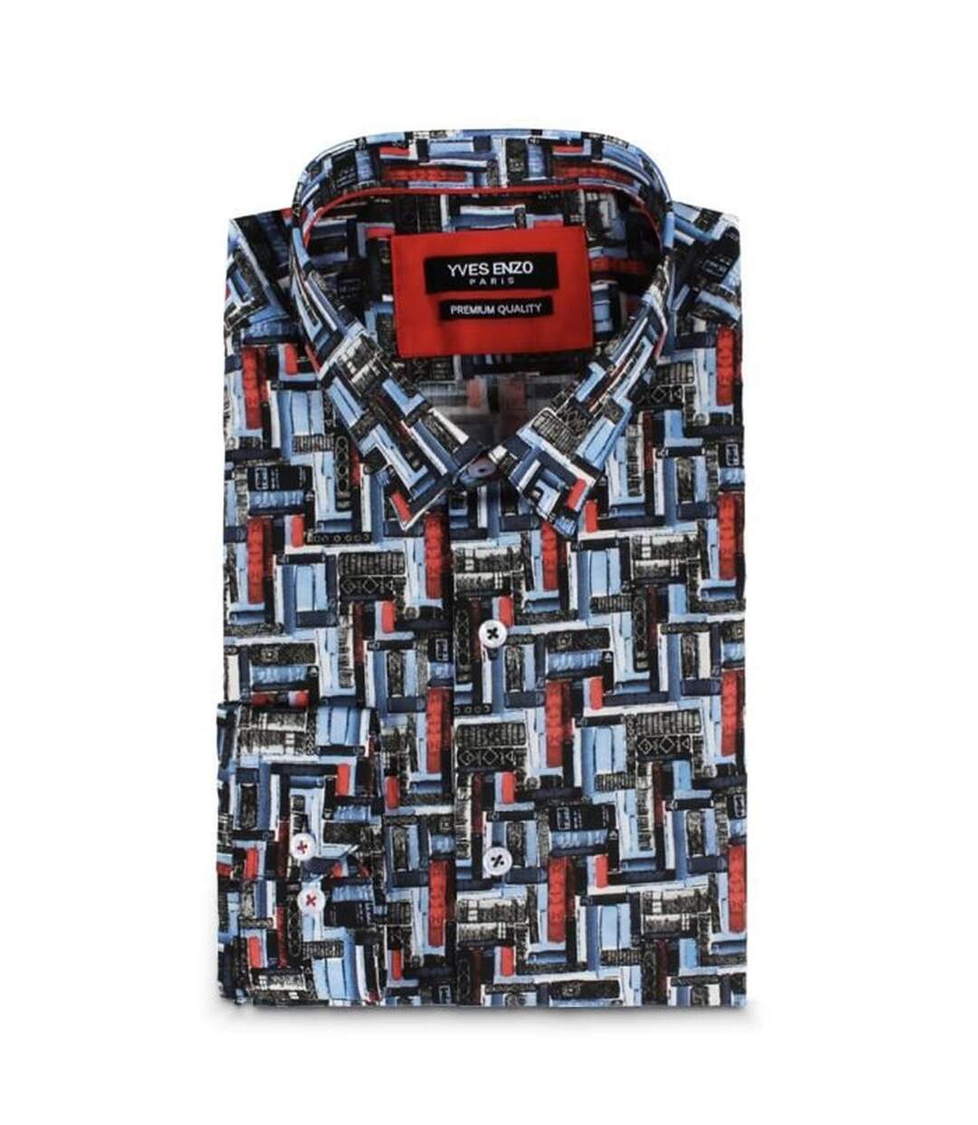 Chemise homme manches longues en strech motifs DIGITAL slim fit